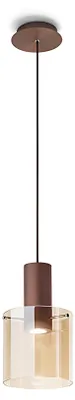 Imagen del producto de Lámpara colgante de vidrio ámbar, serie 6664, moderna lámpara de techo, casquillo GU10, máximo 35 W, diámetro 20 cm, con altura ajustable - Perenz