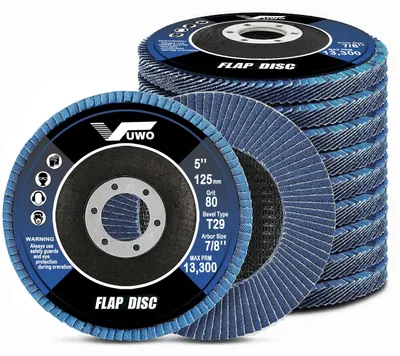 Imagen del producto de 10 discos de lija segmentados de 125 mm, grano 80, para discos de corte y lijas