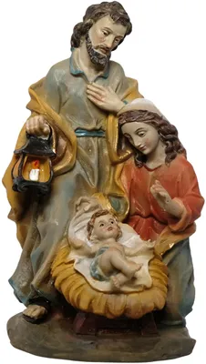 Krippe Heilige Familie, handbemalt, 14 cm, Polyharz