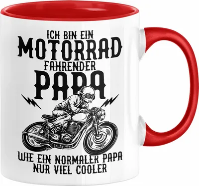 Produktbild von Motorrad Papa Tasse Geschenk Motorradfahrer Vatertag Geschenkidee Ich Bin Ein Motorrad Fahrender Papa Wie Ein Normaler Papa Nur Viel Cooler Kaffee-Becher (Rot)