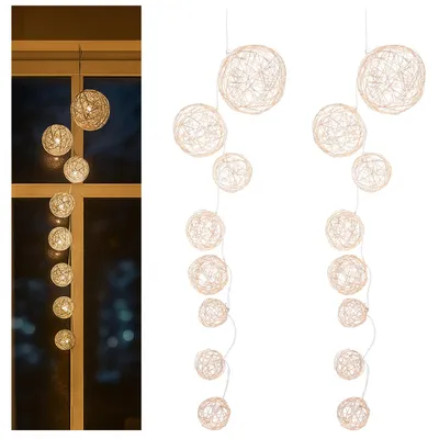 Zdjęcie produktu dla com-four® 2 sztuki girland LED z 8 kulkami, girlanda LED