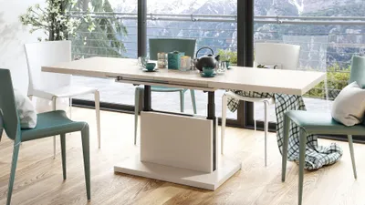 Produktbild von Design Couchtisch Tisch Aston stufenlos höhenverstellbar ausziehbar 120 bis 200cm Esstisch