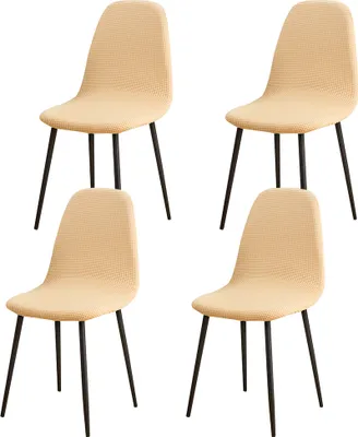 Immagine prodotto di Coprisedie 4 pezzi, coprisedie imbottite universali in tessuto waffle elasticizzato coprisedie per sala da pranzo per banchetti di nozze hotel, giallo chiaro