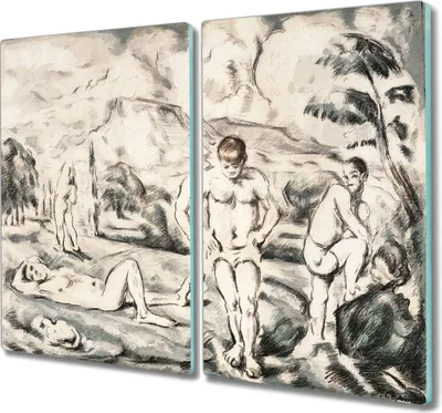 Produktbild von Coloray Küchenbrett Kochplattenabdeckung Hackbrett Schneidebrett Herdabdeckplatte 2x30x52 cm - Landschaft Baum