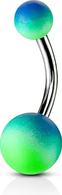 Produktbild von viva-adorno 1 Stück Bauchnabel Piercing Banane Chirurgenstahl Bananabell Kugeln bunt zweifarbig Regenbogen Z541, blau/grün