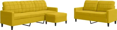 Image de vidaXL Ensemble de canapés 3 pièces avec coussins Velours jaune
