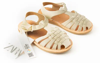 Produktbild von ZARA Mädchensandalen geflochtene Riemen mit Klettverschluss ecru 22