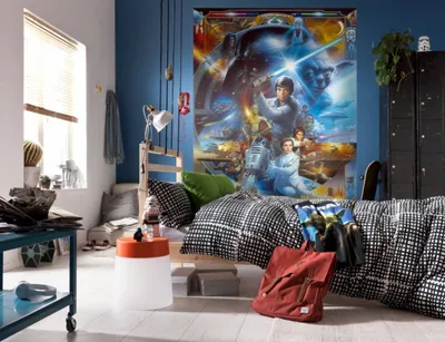 Obrázek produktu pro Komar "Star Wars Luke Skywalker Collage" fototapeta, modrá/žlutá/bílá, 184 x 254 cm; 4-441