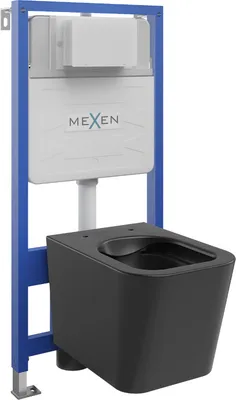 Zdjęcie produktu dla Mexen zestaw podtynkowy WC stelaż Fenix Slim z miską WC Teo, czarny mat - 6103385XX85
