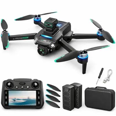 Produktbild von GOLDSTERN-TECH RC-Quadrocopter S159 (GPS Drohne mit Displayfernbedienung, 500m Reichweite, faltbare RC-Drohne mit Dual-Kamera), Auto-Rückkehr