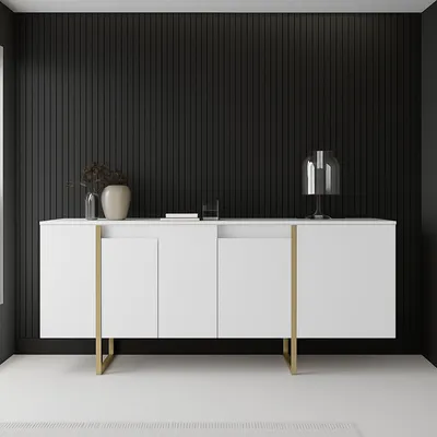 Immagine prodotto di Dmora Credenza Arta 35x160x80h cm Bianco, Apertura Battente 4 Ante