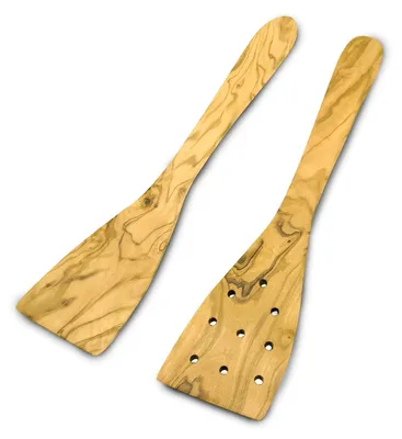 3er-Set Olivenholz-Spatel, Küchenhelfer, 30 cm