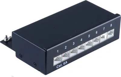 Produktbild von cat 6A Patchpanel, geschirmt, schwarz, 8 Ports