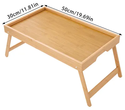 Produktbild von Bambus-Betttablett mit klappbaren Beinen, Holztablett zum Zeichnen, Frühstücken, Essen, Snacks, Servieren, Laptop, Computer, zusammenklappbarer Bett-Sofa-Schreibtisch