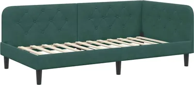 Obrázok produktu pre vidaXL Rohový rám postele tmavozelený 100 x 200 cm zamat
