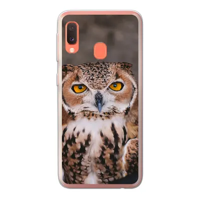 Produktbild von MuchoWow® Handyhülle Schutzhülle Hülle für Samsung Galaxy A20e Braune Eule schaut direkt in die Kamera Silikon Softcase Handy Hülle - Abdeckung