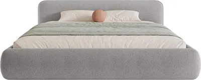 Produktbild von FEDVE Polsterbett Taftan aus Bouclé-Stoff 180x200 cm, Silber