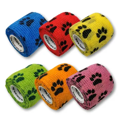 Produktbild von LisaCare Verbandsmaterial für Mensch & Tier - 6er-Set Pfoten Pflaster - Selbstklebendes Pflaster - 5cm x 4,5m