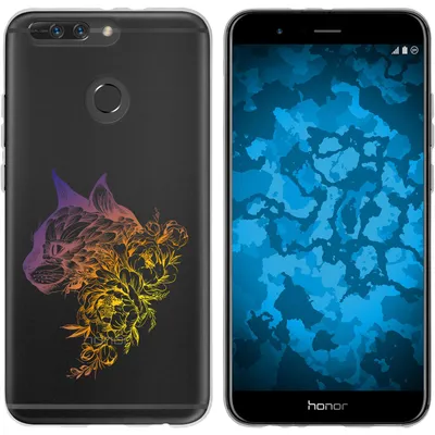 Produktbild von PhoneNatic Case kompatibel mit Huawei Honor 8 Pro Silikon-Hülle Floral Katze M2-3