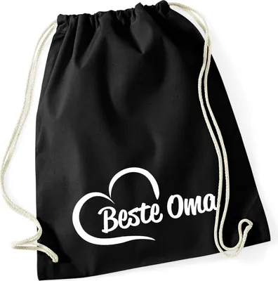 Produktbild von Huuraa Turnbeutel Beste Oma Herz 12 Liter Black Baumwolle Rucksack Geschenkidee