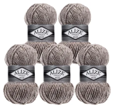 Strickgarn Strickwolle ALIZE SUPERLANA MAXI 803 beigegrau meliert