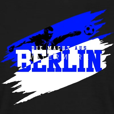 Produktbild von Spreadshirt Die Macht Aus Berlin Blau-Weiß Fußball Fan Männer T-Shirt, M, Schwarz