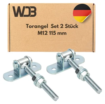Türscharnier-Set M12 115 mm, 2 Stück, verzinkter Stahl, schwerlast