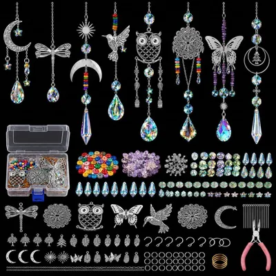 Immagine prodotto di Kit per creare decorazioni per finestre con cristalli, 460 pezzi, fai da te, cristalli da appendere