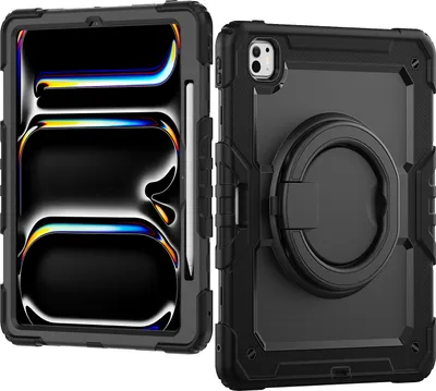 Produktbild von Mobilize Rotating Defender iPad Pro 13 Zoll (2025) Hülle Kunststoff,Silikon Backcover + Schulterträger + Ständer - Schwarz
