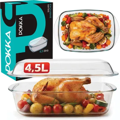 Zdjęcie produktu dla Naczynie Żaroodporne Z Pokrywką Prostokątne Szklane Naczynia 4,5l
