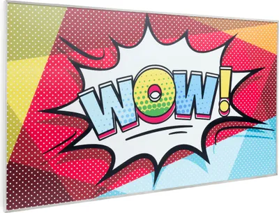 A graphic illustration in a comic book style with the word "WOW!" prominently displayed.