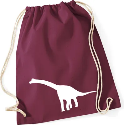 Produktbild von Huuraa Turnbeutel Brachiosaurus Dinosaurier 12 Liter Burgundy Baumwolle Rucksack Geschenkidee