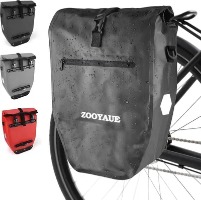 Image de Sacoche vélo 28L étanche Sacoche porte-bagages réflecteurs Noir
