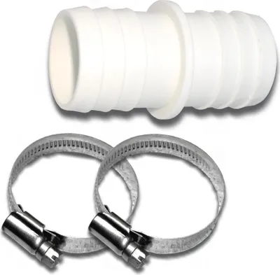 Produktbild von Ø 32 / 32mm Schlauchverbinder Schlauchtülle + 2 Edelstahl Schellen für Pool Garten etc.