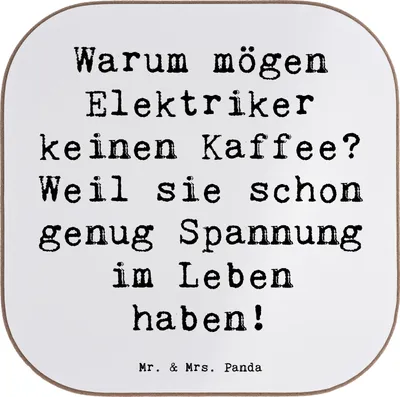 Produktbild von Mr. & Mrs. Panda Untersetzer für Gläser Spruch Elektriker Witz - Weiß - Geschenk, Kaffee, Spannung, Tassen, gläseruntersetzer, Stress, Berufsgestaltung, Beruf, Coaster