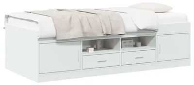 Immagine prodotto di Letto con contenitore e porta, bianco, 80 x 200 cm, realizzato in materiale composito di legno