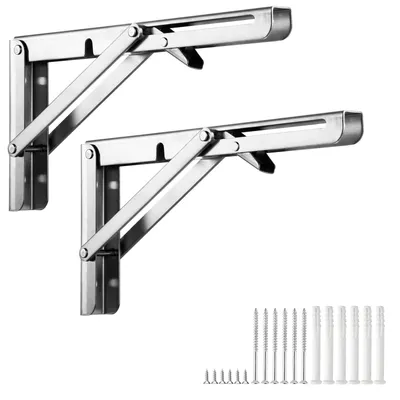 Klappbare Wandhalterungen aus Edelstahl, 2er-Set, 500 mm, bis 100 kg belastbar