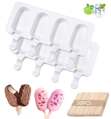 Silikon-Eisformen DIY, 2 Stück + 50 Stäbchen, BPA-frei