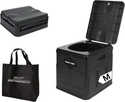 Obrázok produktu pre Kompaktná kempingová toaleta pre dospelých a deti – skladateľná – 31 x 27 x 30 cm – vrecko s objemom 50 l