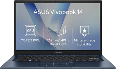 Immagine prodotto di ASUS Vivobook 14 - 14" FHD, processore Intel Core i3 U100, 8GB di RAM, 256GB SSD, sistema operativo Windows 11 - colore blu