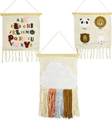 Immagine prodotto di Decorazioni murali Callan, realizzate a mano, design moderno, set da 3, colore beige, 50 cm