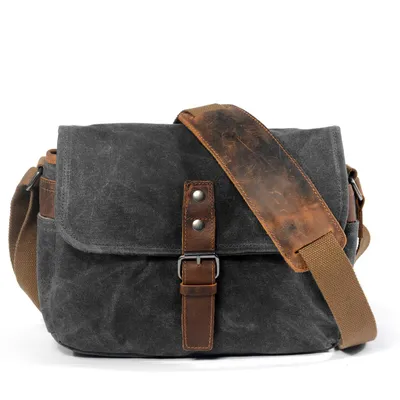 Produktbild von Herren Canvas Umhängetasche, Wasserdicht, Vintage, Diebstahlsicher, Robust, Großes Fach, Schultertasche Alltag Arbeit, grau