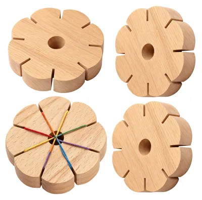 Image de Ensemble de 4 nœuds en bois - Pour disque de tissage Kumihimo