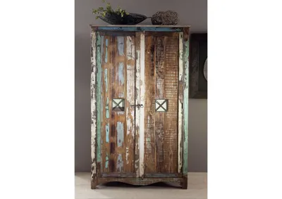 Produktbild von MASSIVMOEBEL24 Kleiderschrank Altholz 118x60x198 mehrfarbig lackiert NATURE OF SPIRIT #42