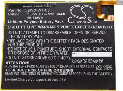 Produktbild von vhbw Akku kompatibel mit Samsung Galaxy Tab A 8.0 (2019) Tablet Pad (5100 mAh, 3,85 V, Li-Polymer)