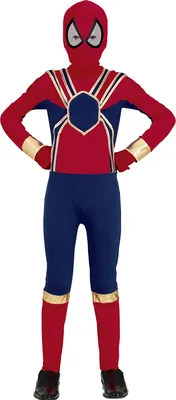 Produktbild von Superheld Abenteuerfigur Spider Kostüm Zukunft Kinder Maske Anzug Karneval Zeichentrickheld Fantasy Party Superkraft, Größe: 110/116 Farbe: Blau