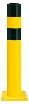 Produktbild von Rammschutz-Poller zum Aufdübeln, feuerverzinkt und gelb kunststoffbeschichtet mit schwarzen Signalstreifen, Durchm. 194 mm, Höhe 1200 mm