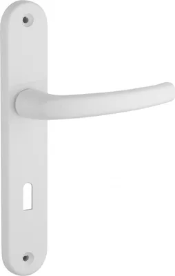 Produktbild von Komplettsatz für Türgriffe, Modell Sultane, für Schlafzimmer, Schlüsselloch, quadratisch, 7 mm, Abstand zwischen den Rosetten: 195 mm, weiß - THIRARD