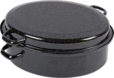 Produktbild von kochstar 327110 38 Gänsebräter emailliert, 38 cm, ca. 8 l, schwarz/weiß