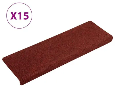 Zdjęcie produktu dla vidaXL Maty pod stopnie Samoprzylepne 15 szt. 65x21x4 cm Bordowy czerwony Prostokątna krawędź